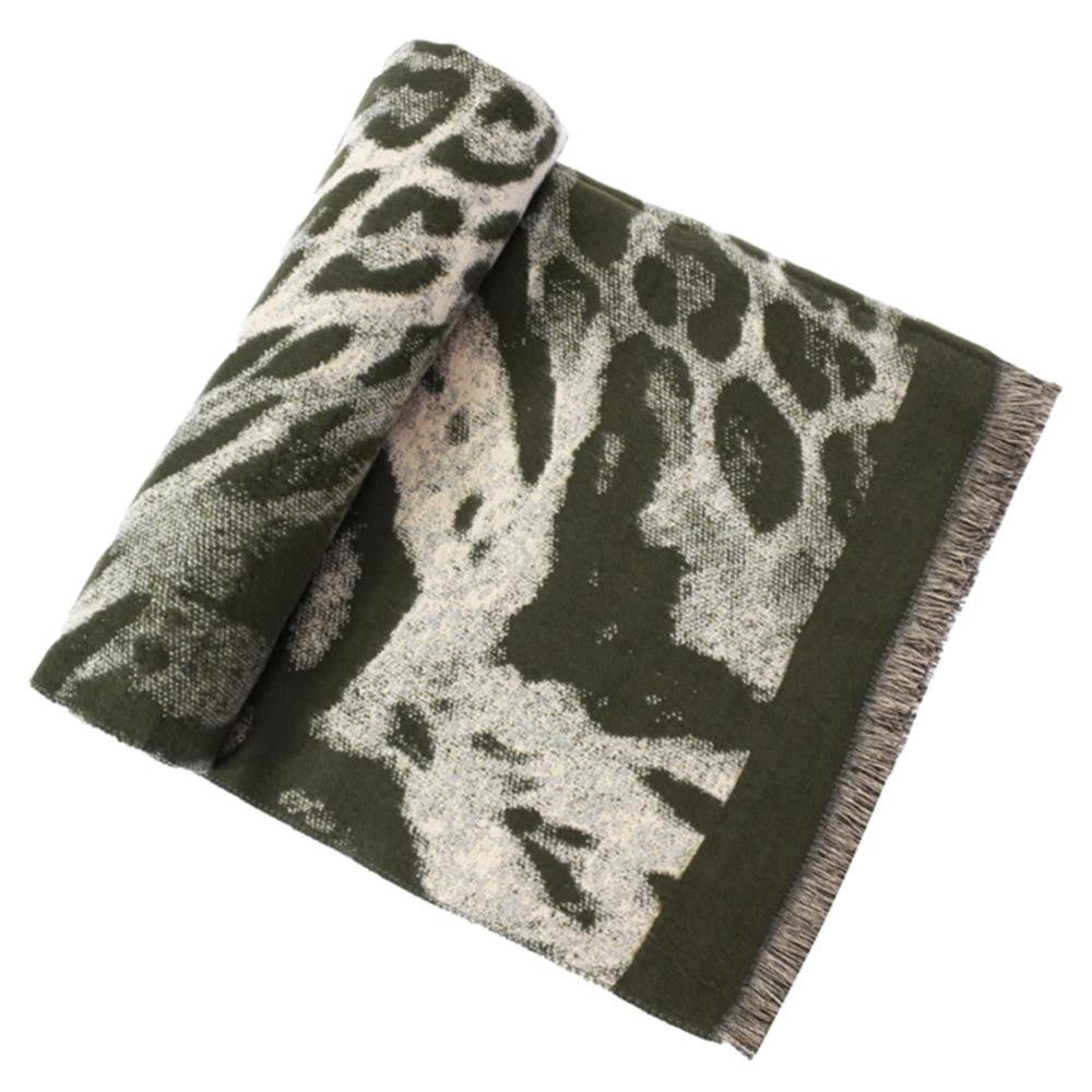 Leopard Fringe Oblong Scarf