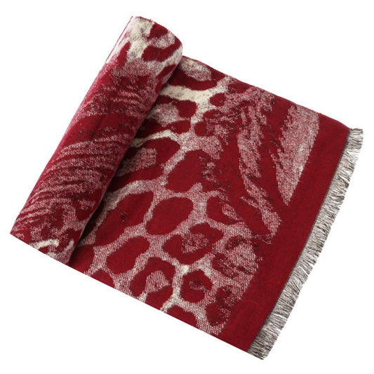 Leopard Fringe Oblong Scarf