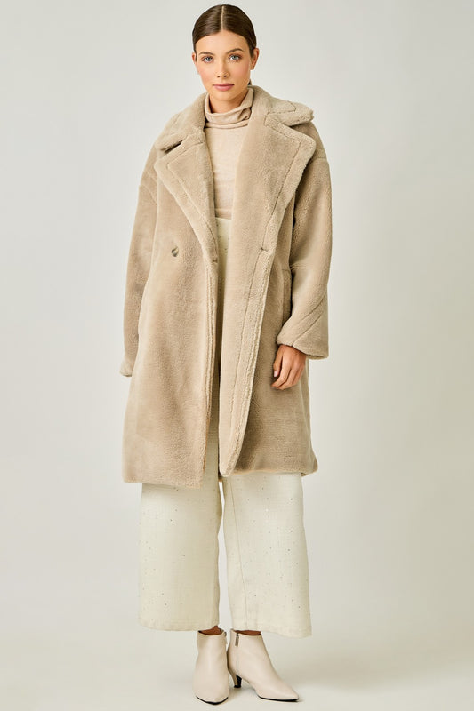 Double Breasted Faux Fur Coat