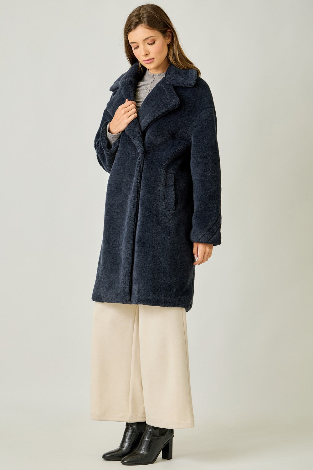 Double Breasted Faux Fur Coat