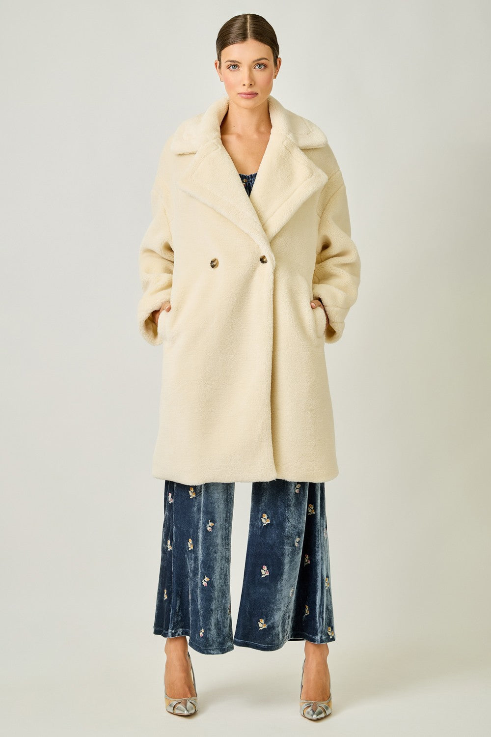 Double Breasted Faux Fur Coat