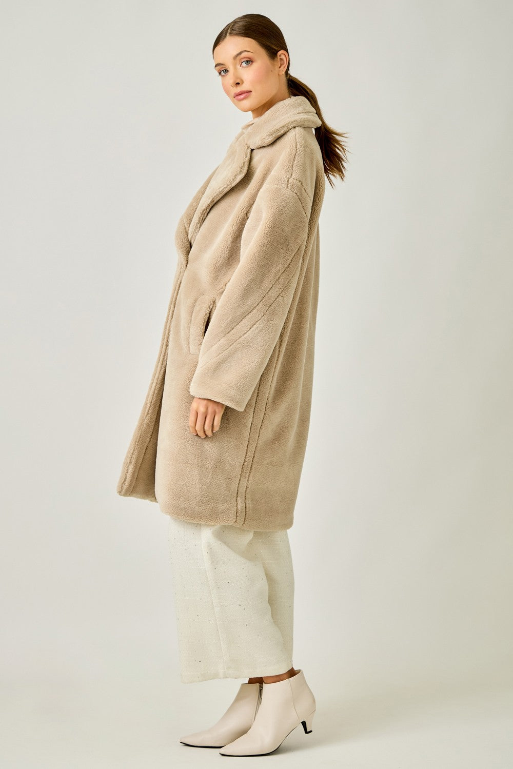 Double Breasted Faux Fur Coat