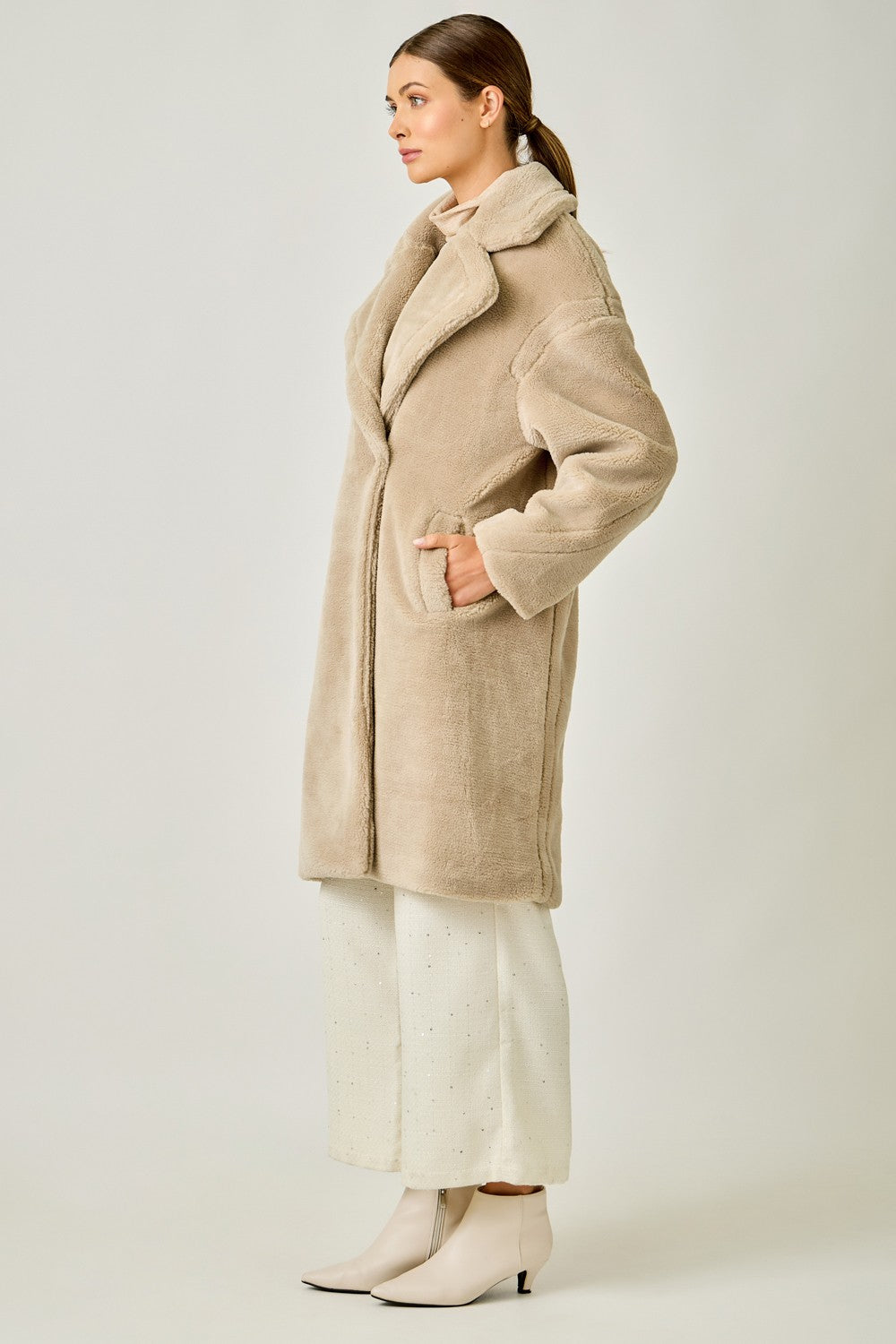 Double Breasted Faux Fur Coat
