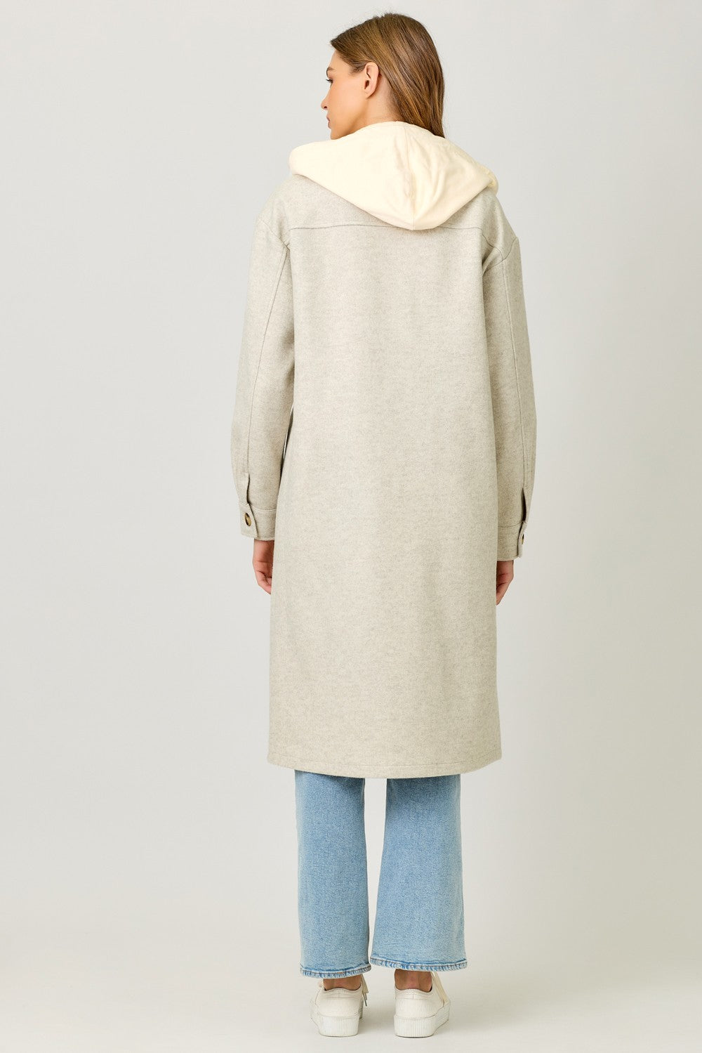 Twofer Hoodie Coat in Oatmeal