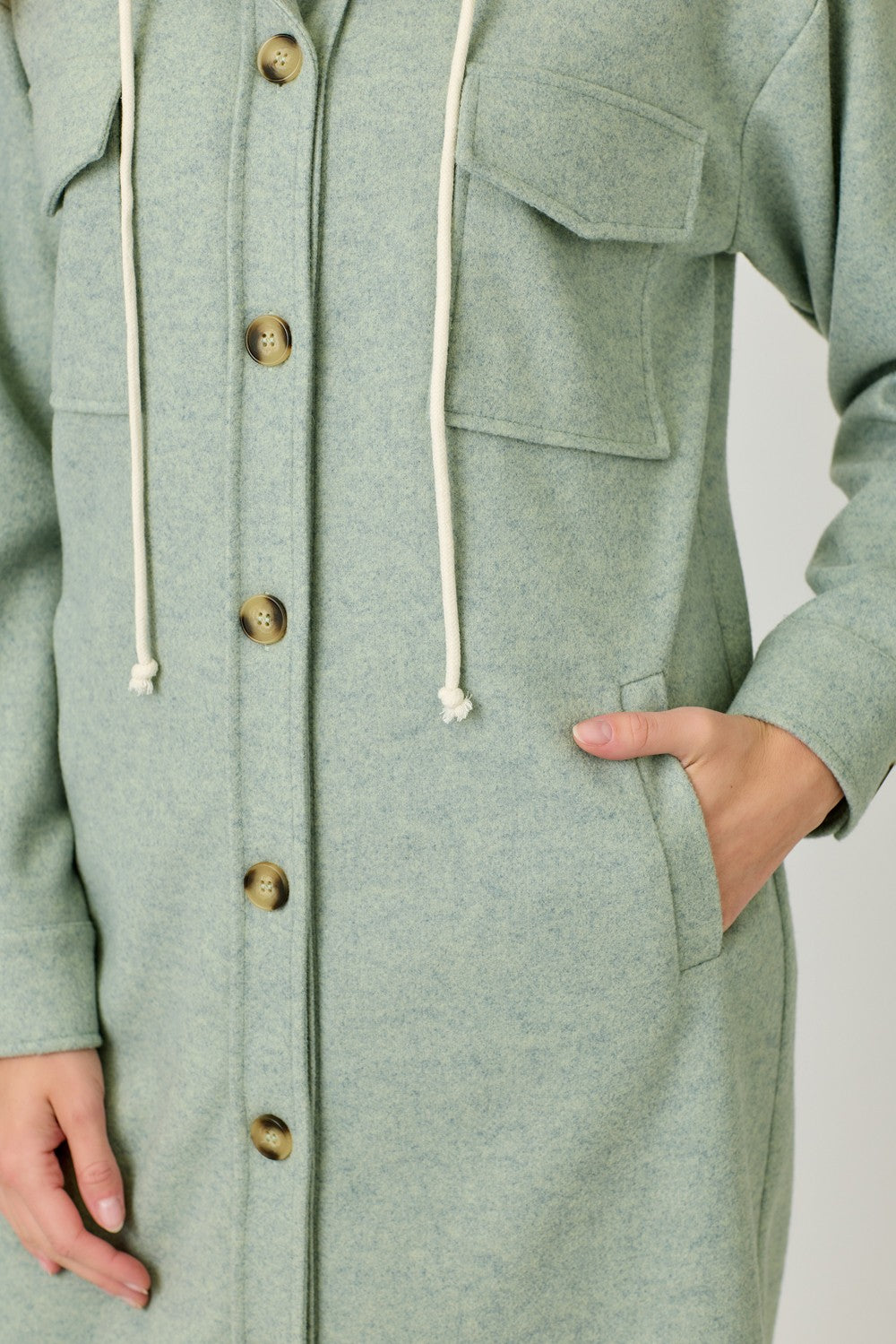 Twofer Hoodie Coat in Faded Seafoam