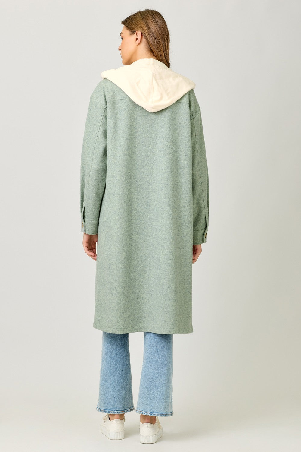 Twofer Hoodie Coat in Faded Seafoam