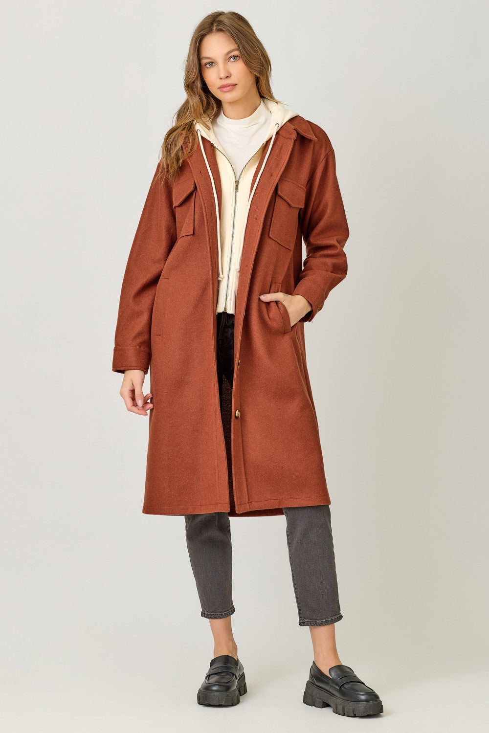 Twofer Hoodie Coat in Sunset