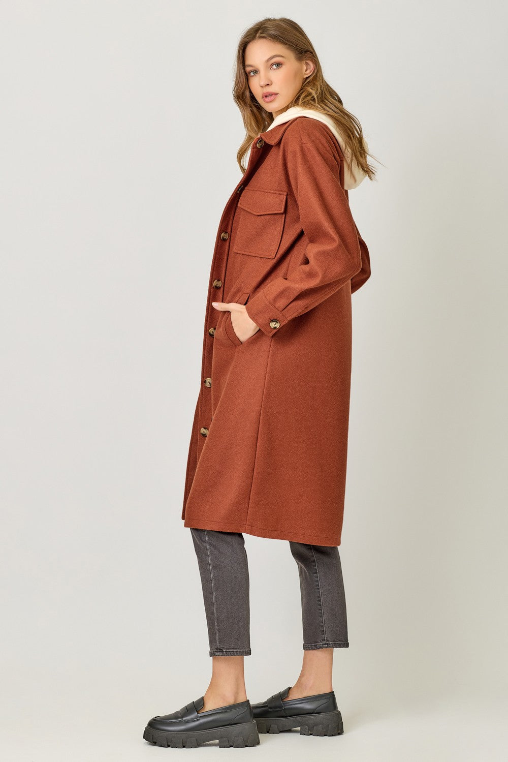 Twofer Hoodie Coat in Sunset