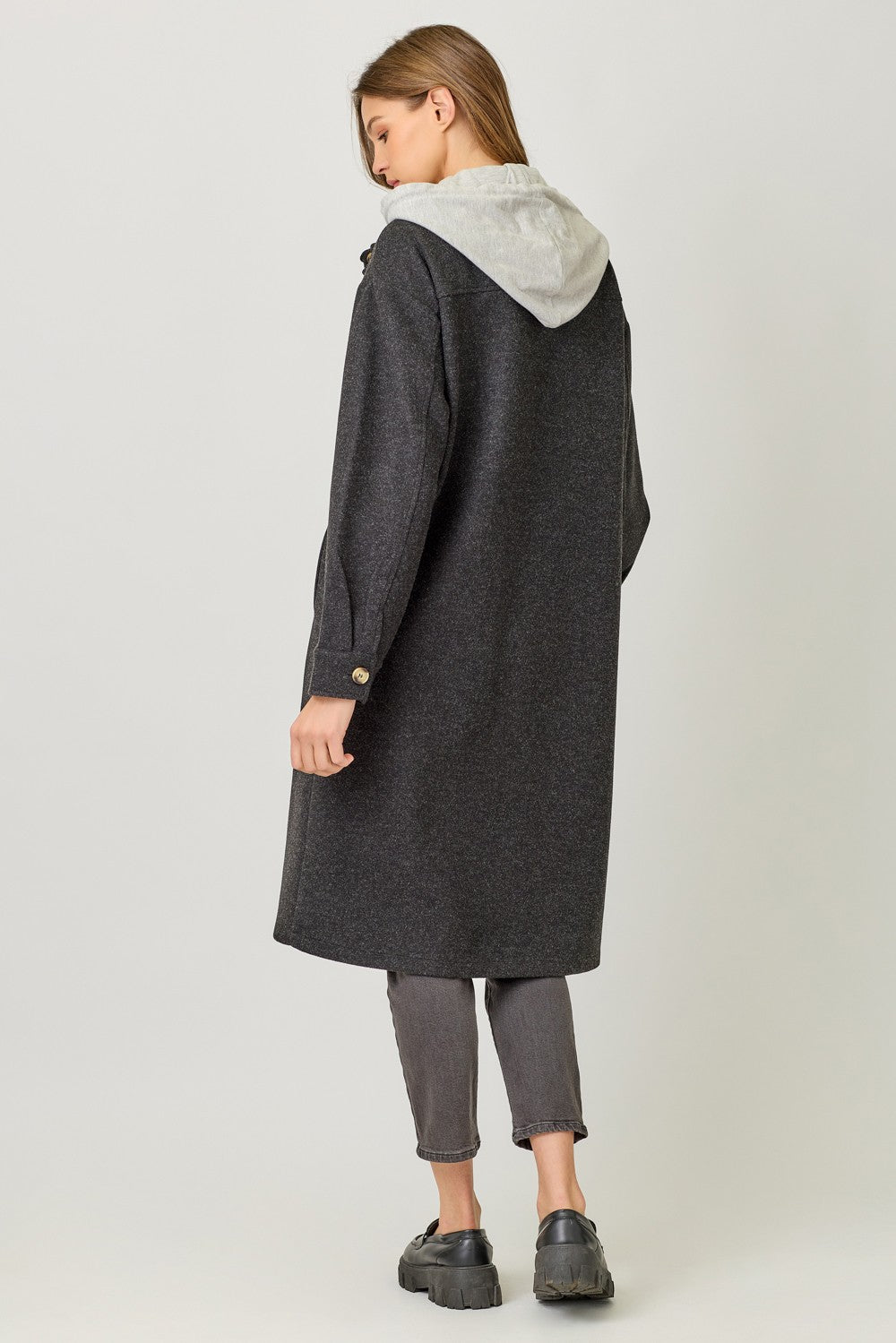 Twofer Hoodie Coat in Black