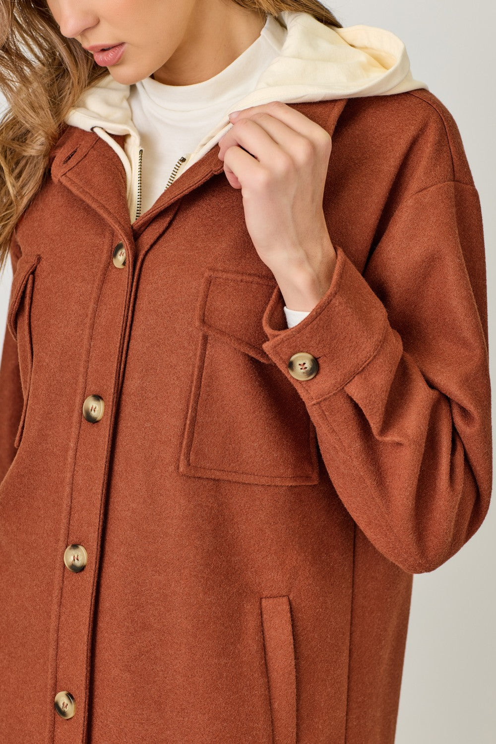 Twofer Hoodie Coat in Sunset