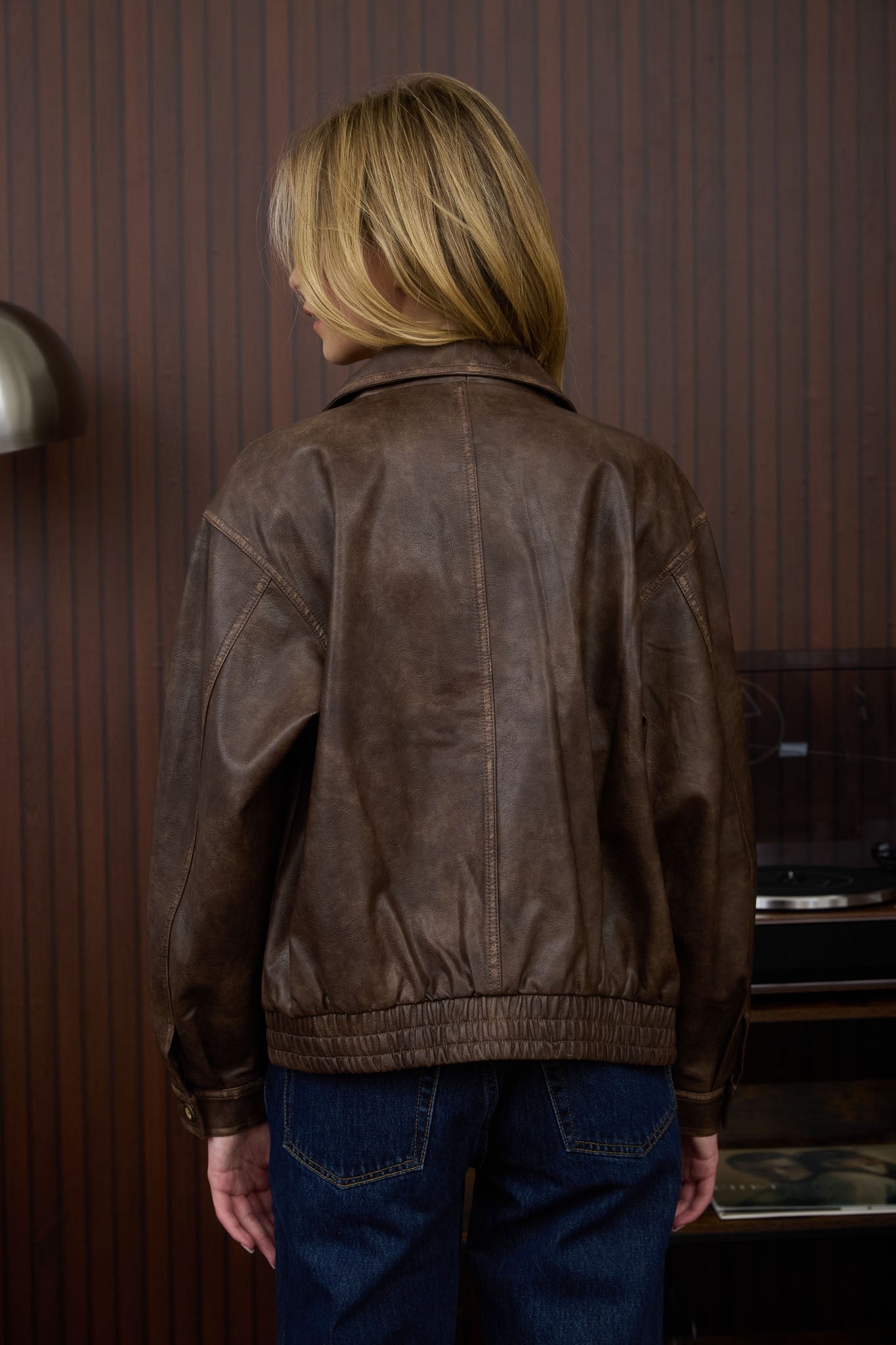 Faux Leather Bomber Jacket