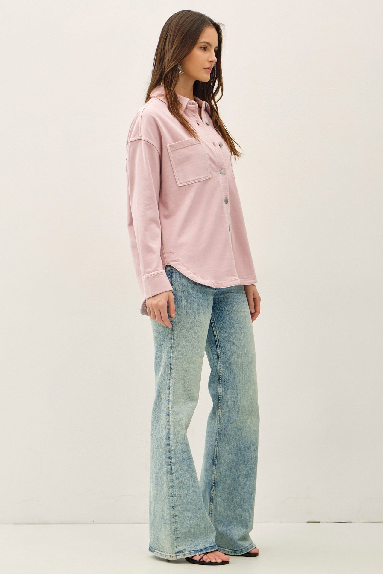 Washed Vintage Shacket in Pink