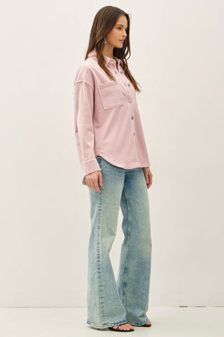 Washed Vintage Shacket in Pink