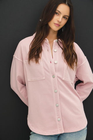 Washed Vintage Shacket in Pink