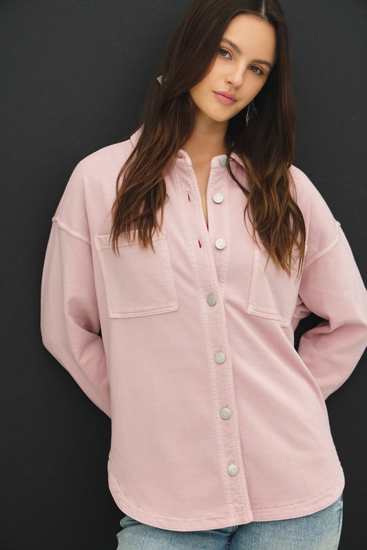Washed Vintage Shacket in Pink