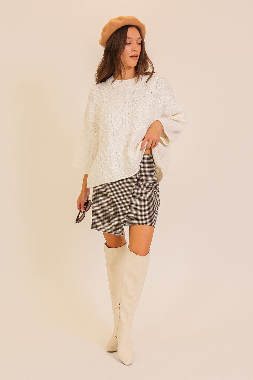 Texture Cable Knit Sweater in Ivory