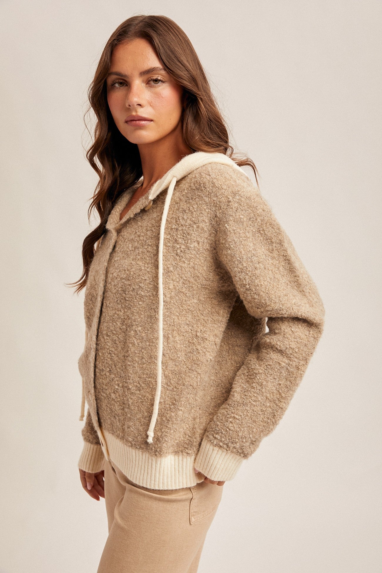 Button Down Boucle Sweater