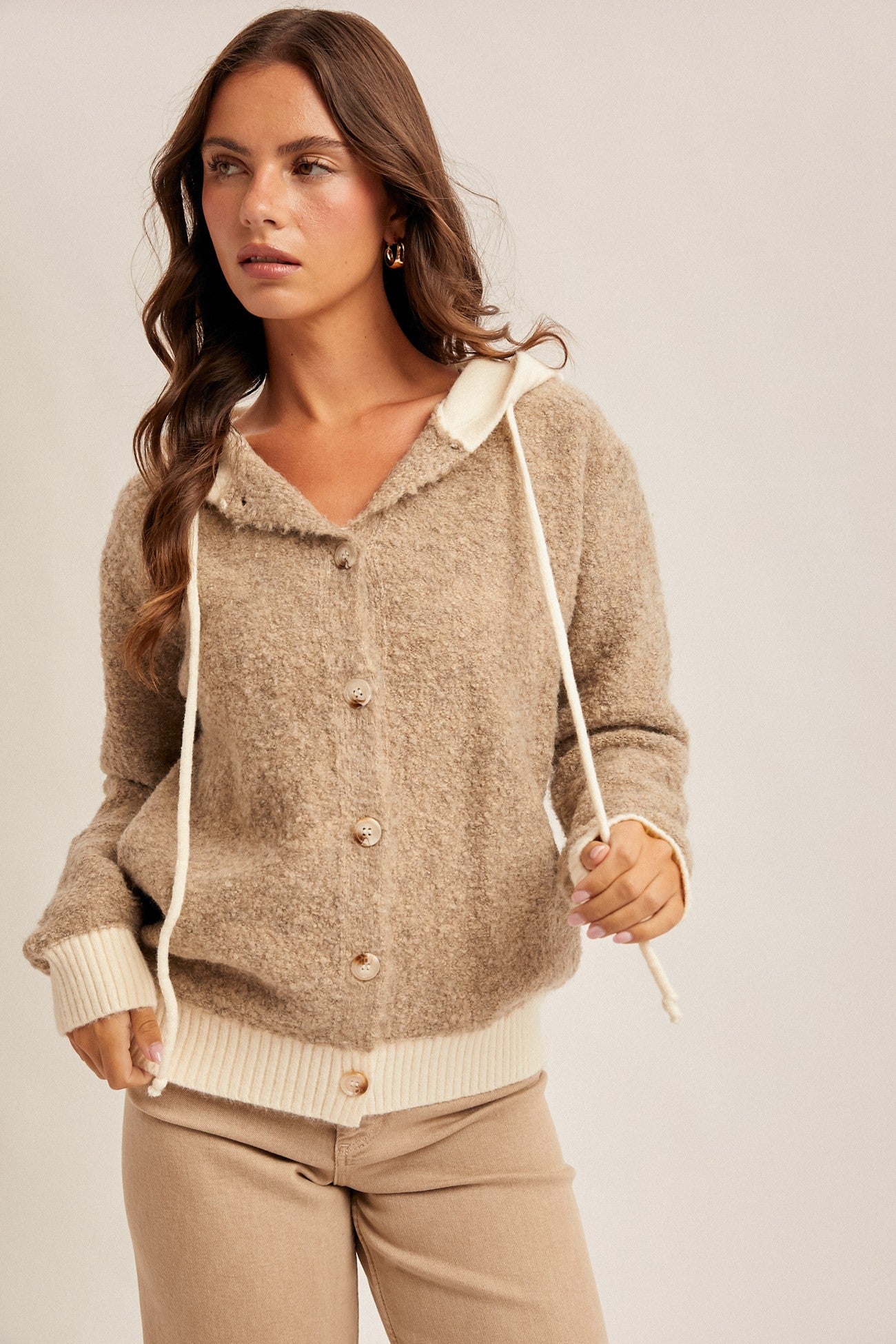 Button Down Boucle Sweater