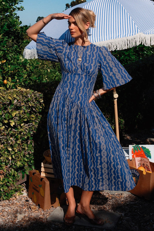 Embroidered Half Sleeve Maxi Dress