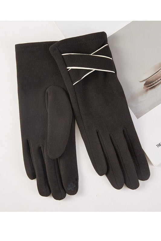 Faux Suede Cross Strap Touchscreen Gloves