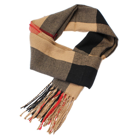 Fringe Oblong Large Plaid Scarf