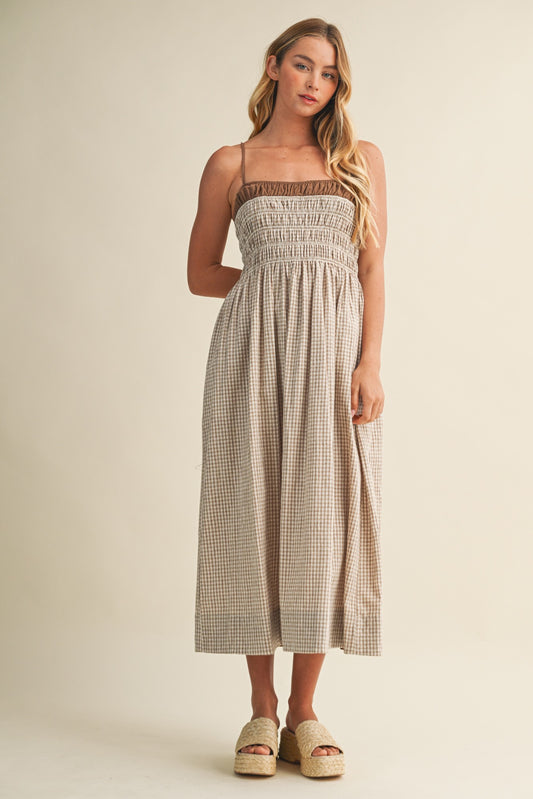 Linen Blend Gingham Dress