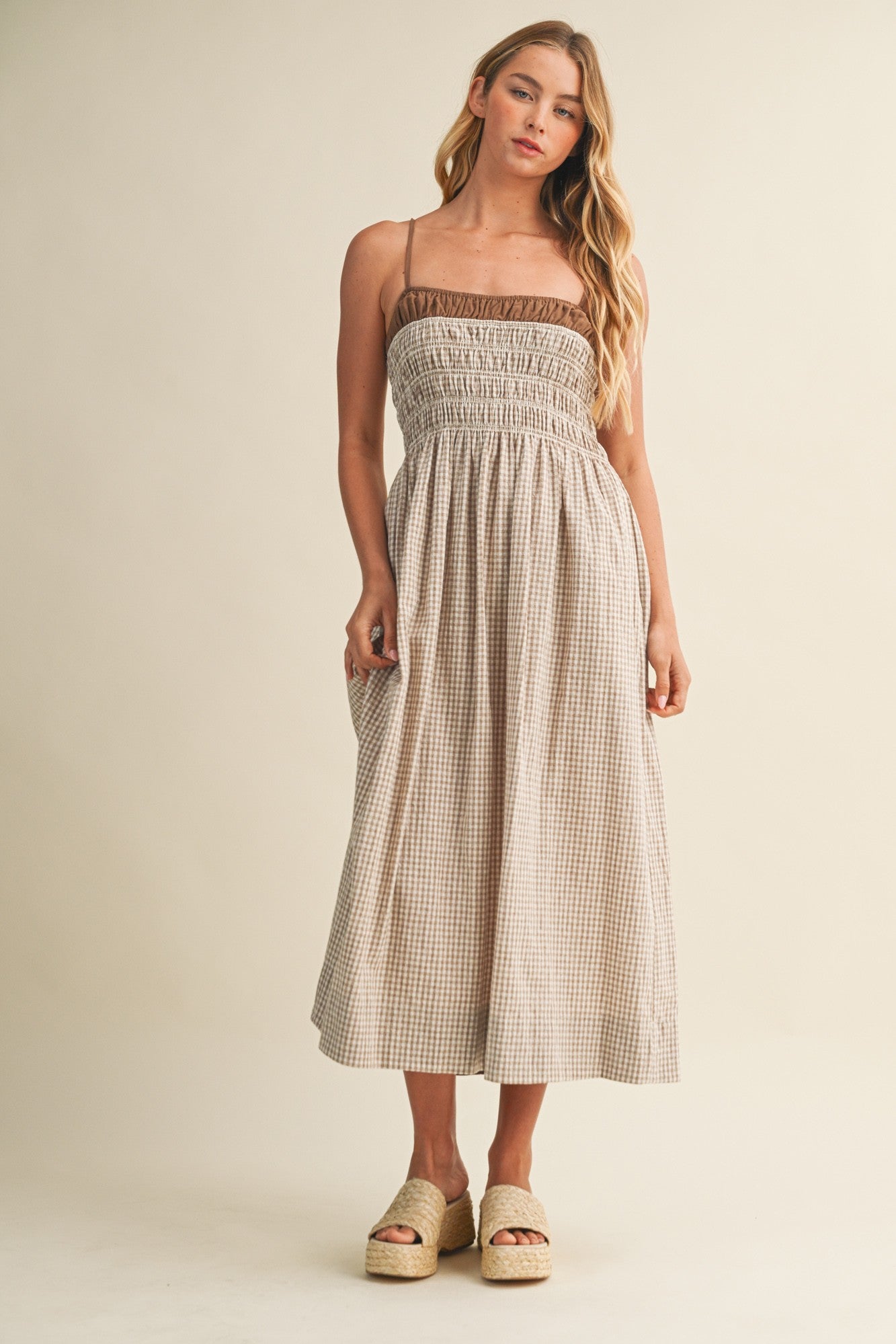 Linen Blend Gingham Dress