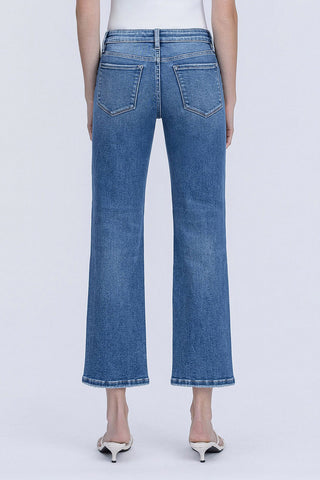 Mid Rise Cropped Ankle Straight Jeans