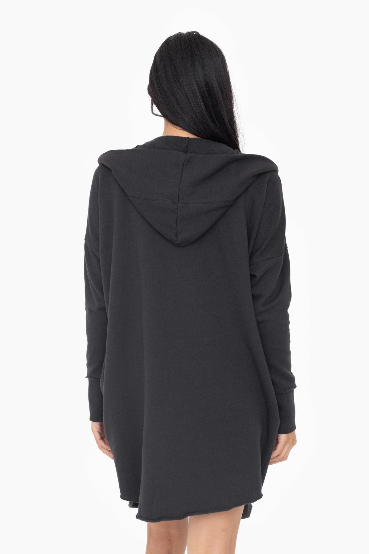 The Zander Longline Hoodie Cardigan in Black