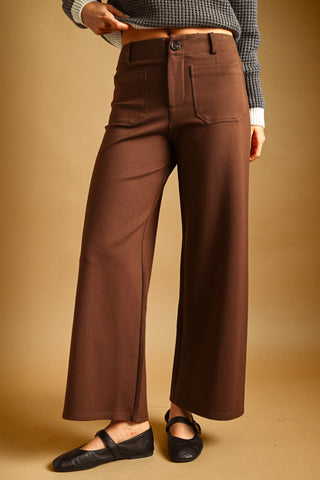 High-Waisted Wide-Leg Ponte Crop Pants
