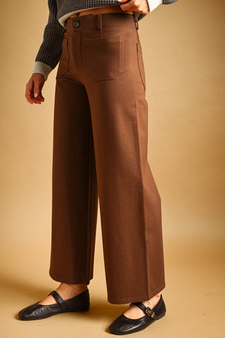 High-Waisted Wide-Leg Ponte Crop Pants