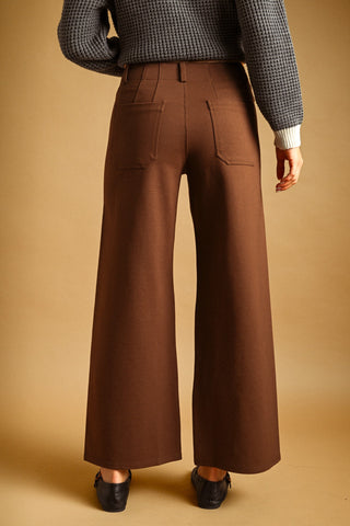 High-Waisted Wide-Leg Ponte Crop Pants
