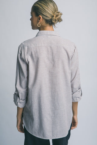 Linen Blend Stripe Collar Shirt