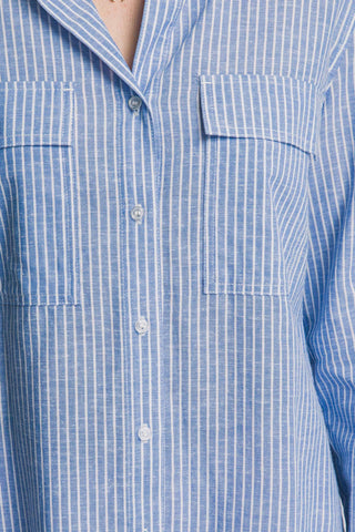 Linen Blend Stripe Collar Shirt