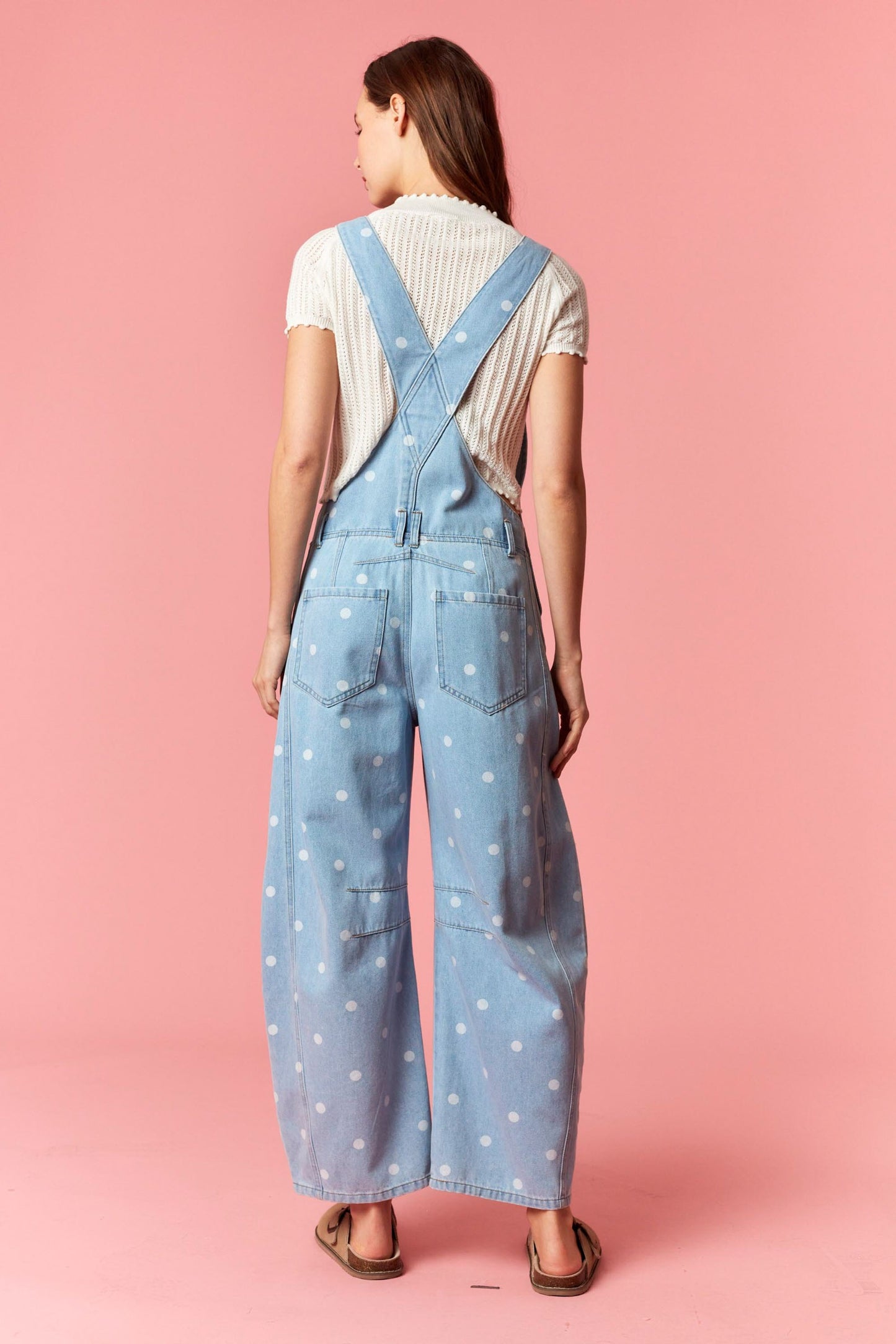 Polka Dot Barrel Denim Overalls