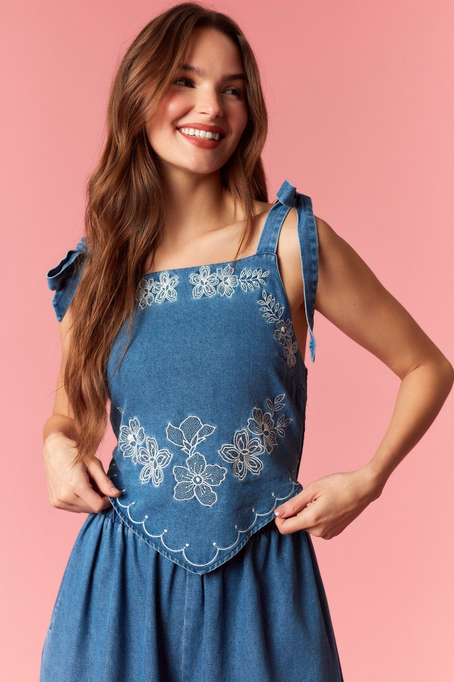 Floral Embroidered Scarf Jumpsuit