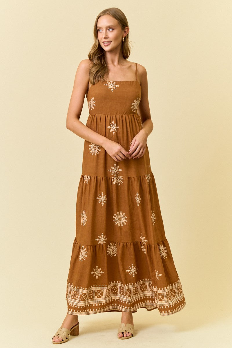 Border Print Maxi Dress