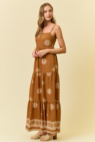 Border Print Maxi Dress