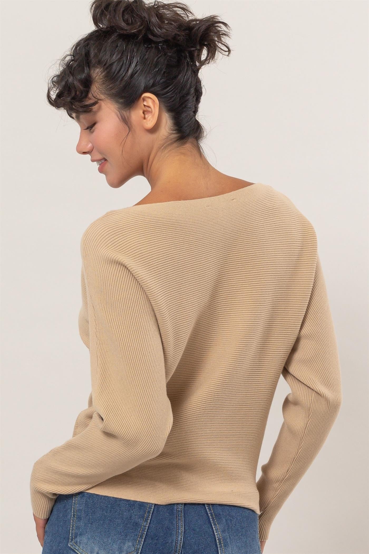 Boat Neckline Long Sleeve Top