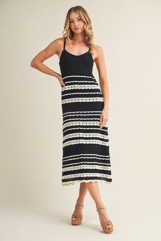 knee length dresses for ladies Black Summer Hand Crochet Maxi Dress