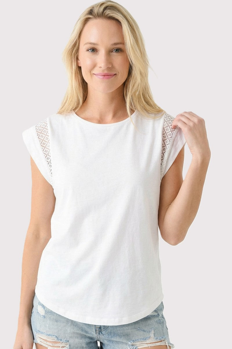 Lace Inset Cotton Jersey Top