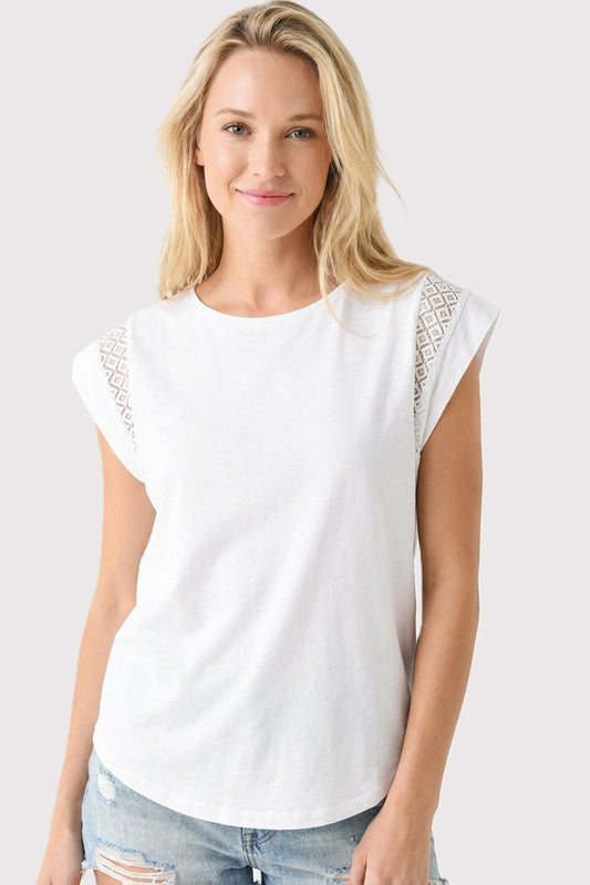 Lace Inset Cotton Jersey Top