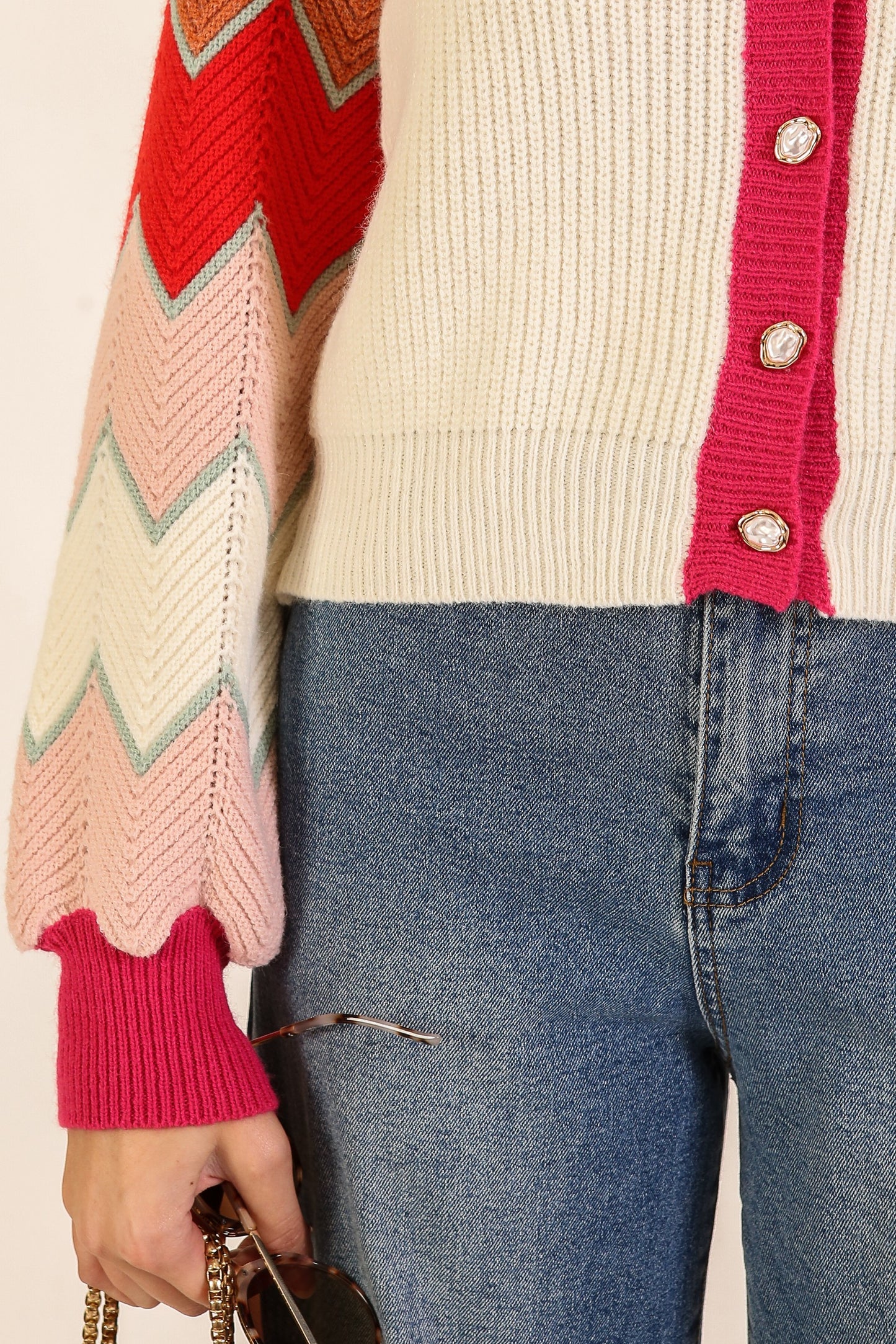 Chevron Color Block Cardigan