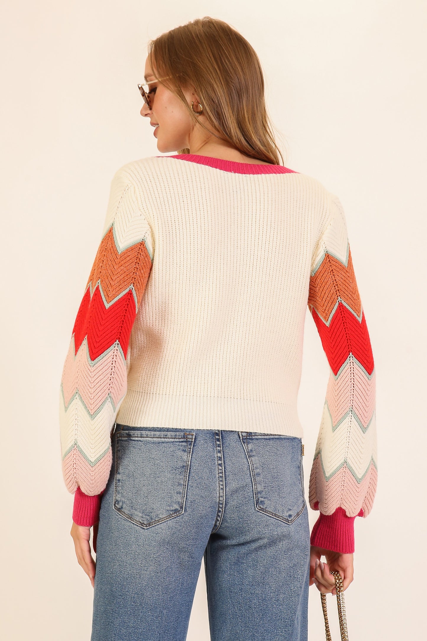 Chevron Color Block Cardigan