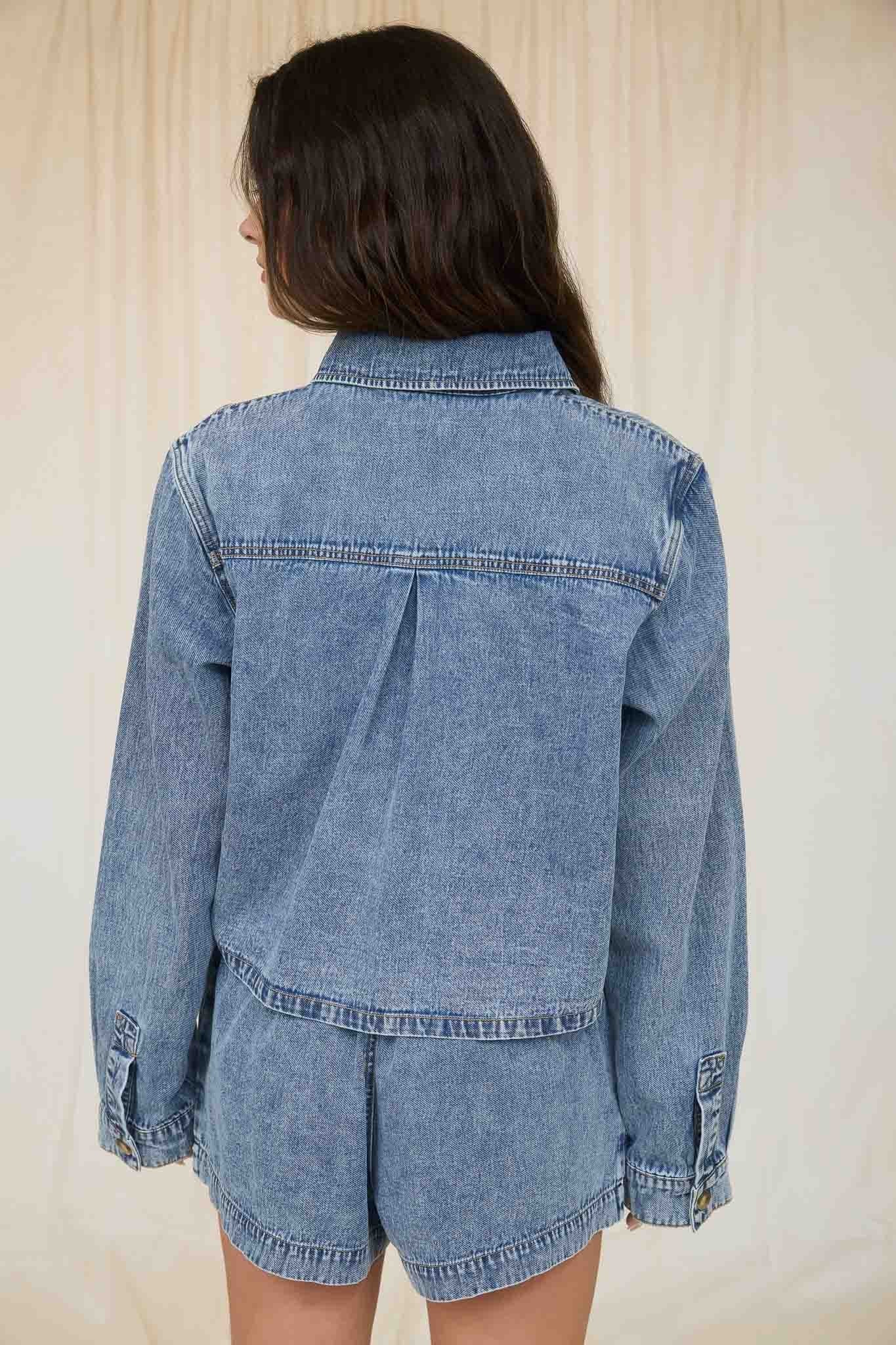 Acid Wash Boxy Denim Shirt