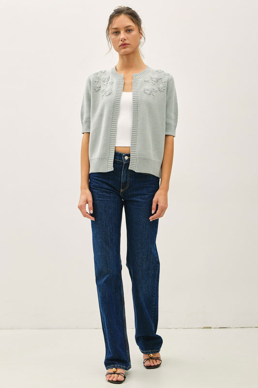 Daisy Embroidery Knit Cardigan