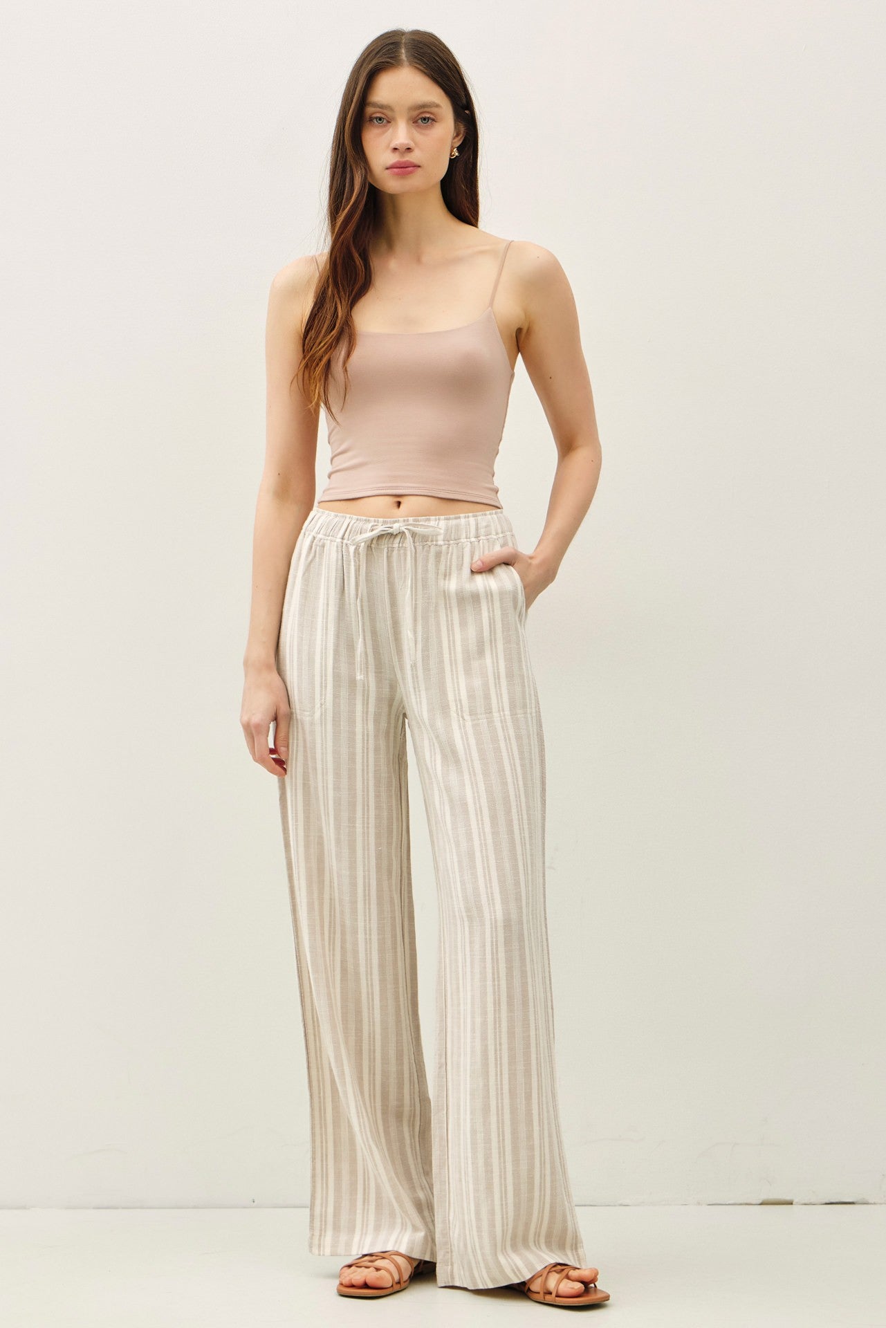 Stripe Linen Blend Pants