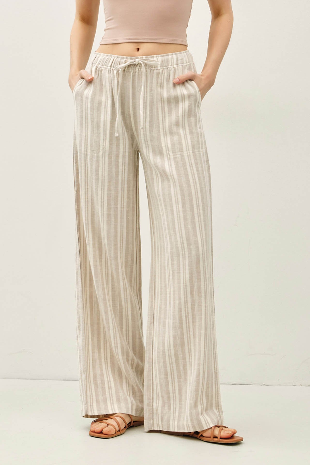 Stripe Linen Blend Pants
