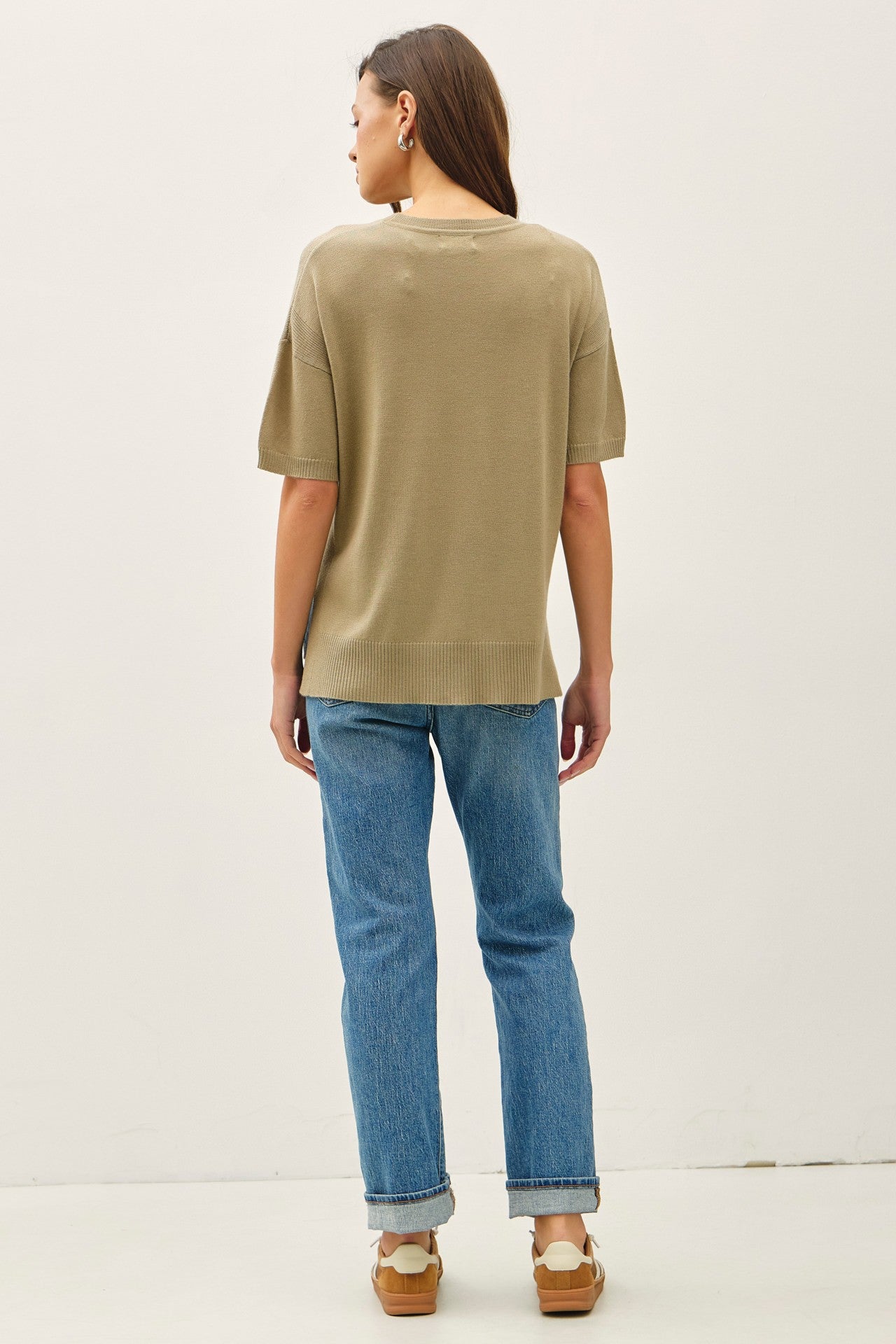 Drop Shoulder Boxy Sweater Top