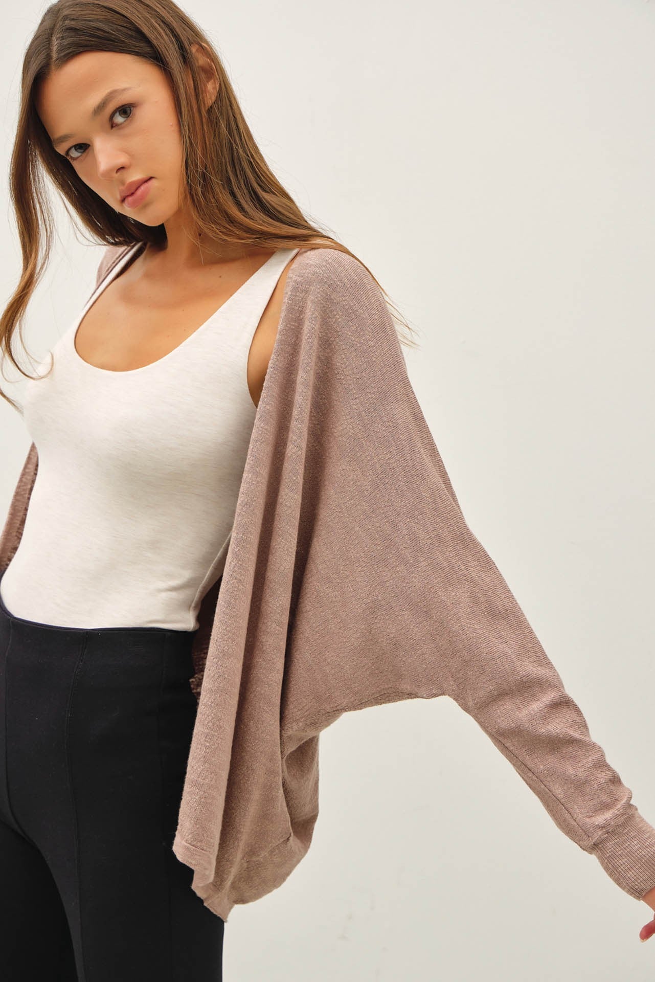 Open Front Dolman Sleeve Cardigan